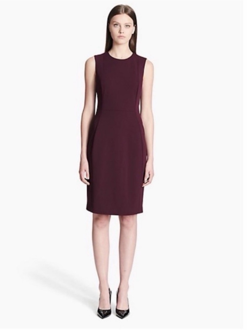 Calvin Klein Sleeveless Sheath Dress in Plum